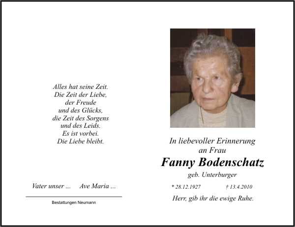 Frau Fanny Bodenschatz