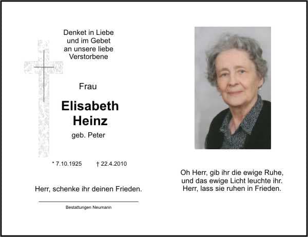 Frau Elisabeth Heinz