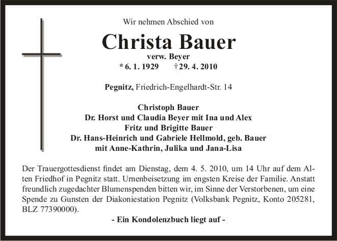 Frau Christa Bauer