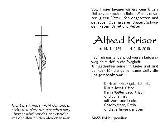 Herr Alfred Peter Krisor