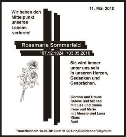 Frau Rosemarie Sommerfeld